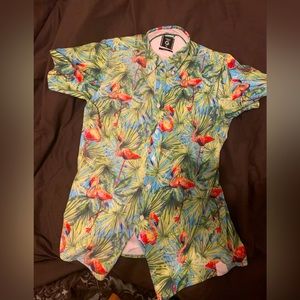 Fried Denim NYC Hawaiian shirt with flamingo print